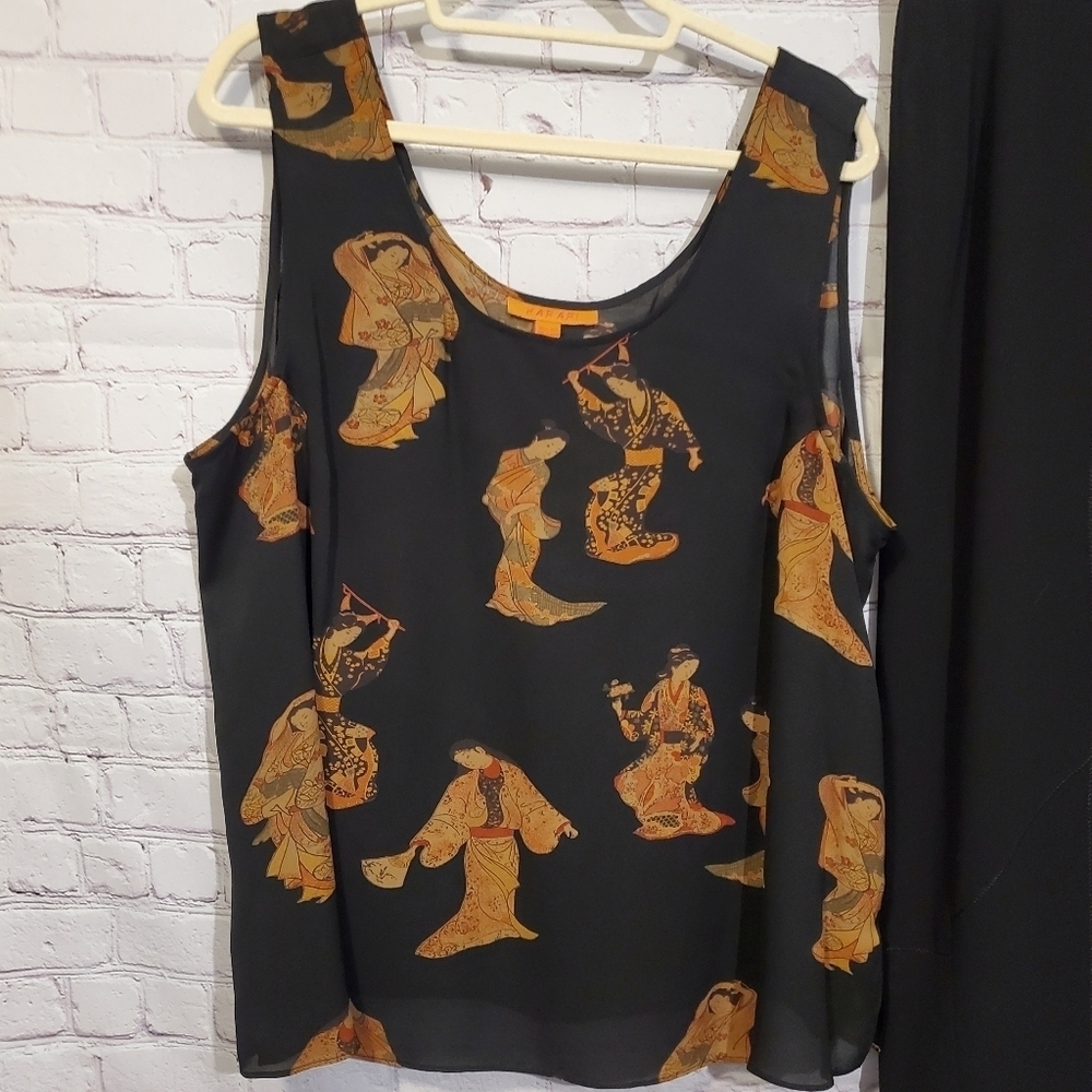 Harari Black Silk 3-Piece Outfit Set w/ Asian-Inspired - Picture 2 of 11